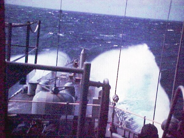 View from the O4 level as Truxtun drives through heavy weather on Westpac 1993