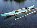 Fishing canoe (va'a) with small outrigger