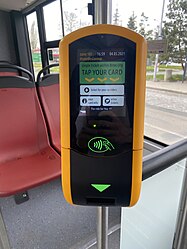 A contactless validator in Brno Validator jizdenek Brno.jpg