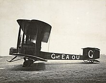 Vickers Vimy, G-EAOU, flown by Ross Macpherson Smith and his brother Keith Macpherson Smith from England to Australia in 1919 Vickers Vimy, G-EAOU, first flight from England to Australia, 1919.jpg
