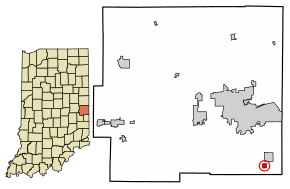 Location of Boston in Wayne County, Indiana.