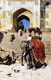 Royal Elephant at the Gateway to the Jami Masjid, Mathura (ca. 1895), privécollectie