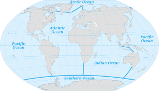 Ocean Body of salt water covering most of the Earth