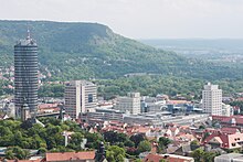 The Jen Tower is a symbol of East Germany's economy. According to the 2019 study by Forschungsinstitut Prognos, Jena is one of the most dynamic regions in Germany. It ranks at number 29 of all 401 German regions.[11]