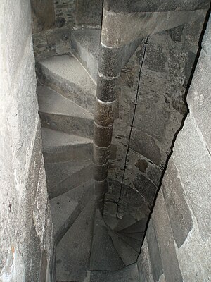 Gothic spiral staircase clockwise in St. Elisabeth Cathedral in Košice (Slovakia)