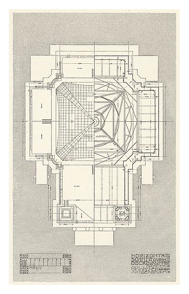 File:04 Otto Wagner-Kirche- Baumgartnerhöhe - Wagner Band 5. 6. und 7. Heft -horiz. Schnitt durch Decke und Kuppe.jpg