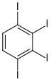 Structuurformule van 1,2,3,4-tetrajoodbenzeen