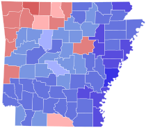 1998 United States Senate election in Arkansas results map by county.svg