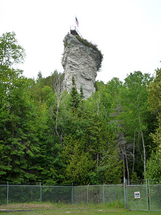 <span class="mw-page-title-main">Castle Rock (Michigan)</span> Geological limestone stack and tourist attraction in Michigan
