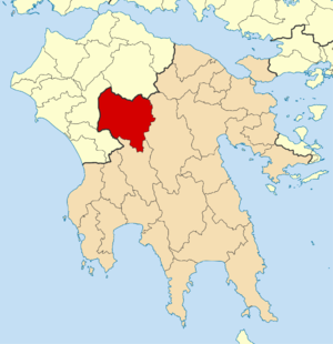 Localização do município na região do Peloponeso