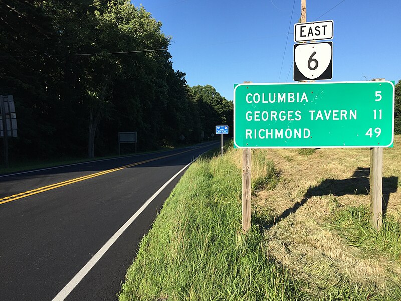 File:2017-06-27 18 48 29 View east along Virginia State Route 6 at U.S. Route 15 (James Madison Highway) in Dixie, Fluvanna County, Virginia.jpg