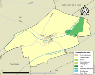 Kolorowa mapa przedstawiająca użytkowanie gruntów.