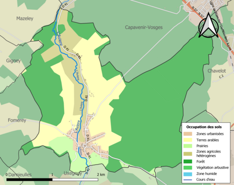 Carte en couleurs présentant l'occupation des sols.