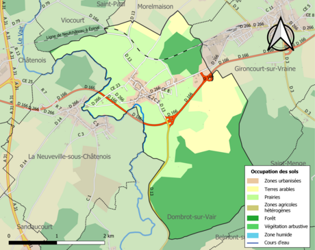 Carte en couleurs présentant l'occupation des sols.