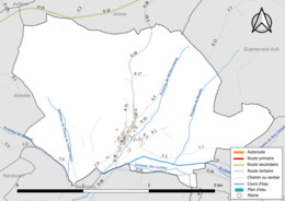 Réseaux hydrographique et routier de Vaubexy.