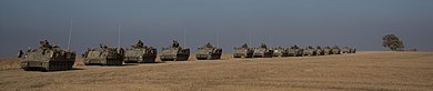 Column of Israeli M113s approaching Gaza, during Operation Protective Edge in 2014.