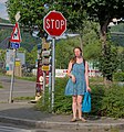 * Nomination A person in blue standing next to a stop sign in Anseremme, Belgium --Trougnouf 20:25, 2 October 2020 (UTC) * Promotion Do you mean "A person in blue"? "Blue human" sounds like the skin of that person should be blue --Podzemnik 06:07, 3 October 2020 (UTC)  Done You are right, she doesn't have blue skin. I fixed the description and title. Thank you ! --Trougnouf 07:32, 3 October 2020 (UTC) I'm not shure why this motif is particulary interesting --Tesla 18:08, 10 October 2020 (UTC) According to the advice here on Commons, consent is required before publishing an image of someone in Belgium. Did you get this person's consent to publish the image on Wikimedia Commons? --Bobulous 16:17, 11 October 2020 (UTC) Yes. I've added the consent template. --Trougnouf 20:00, 11 October 2020 (UTC) Have you shown the finac pic to the person? Because it's not so beneficial for her. And additionally, she's not a public person. --IntelTesla 12:35, 13 October 2020 (UTC) She picked it. I don't take a lot of portraits but my pictures end up here. I think the educational value is met as long as the image is well categorized and described. We never know if someone is going to be looking for a picture of a girl around the 2020's wearing a blue dress and closing her eyes next to a stop sign but if they ever do it's now easily identifiable thanks to the metadata and categories. Somewhat more realistically it could help an AI learn about these concepts. --Trougnouf 13:41, 13 October 2020 (UTC)  Support It's an odd scene, but I can't argue that the technical quality is sufficient. And the composition is fine, given the image description. --Bobulous 18:11, 13 October 2020 (UTC)