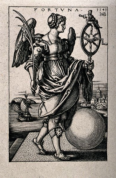 File:A winged woman holding a palm branch in her right hand and a Wellcome V0047967.jpg