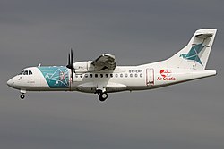 Air Croatia ATR ATR-42-300 en finale à l'aéroport de Rotterdam