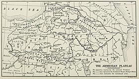 Armenian korkean tasangon luonnolliset rajat Lynchin (1901) mukaan.