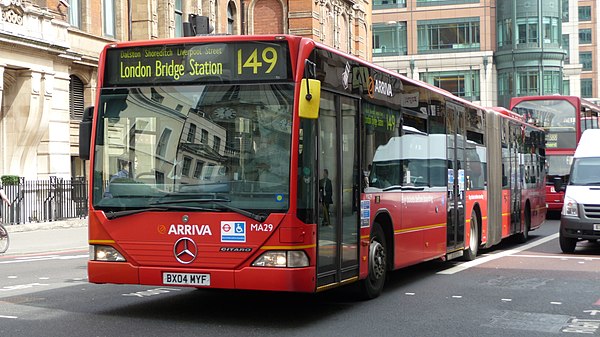 Arriva London Mercedes-Benz O530G on Bishopsgate in 2009