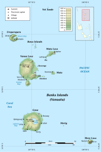 Map of the Banks Islands with Mere Lava on the lower right