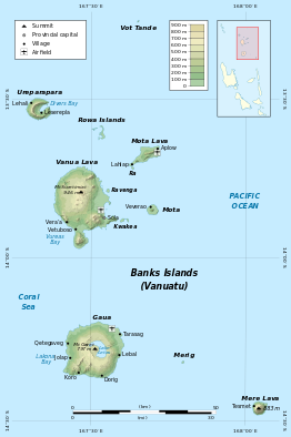 Kaart van Bankseilanden (Îles Banks)