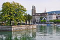 Bauschänzli - Stadthausquai - Limmat - Grossmünster - Limmatquai - Quaibrücke 2012-07-30 09-01-43.jpg