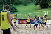 Deutsch: Beachhandball Europameisterschaften 2019 (Beach handball Euro); Tag 1: 2. Juli 2019 – Männer, Vorrunde Gruppe A, Deutschland-Norwegen 2:0 (22:14, 22:20) English: Beach handball Euro; Day 1: 2 July 2019 – Men Preliminary Round Group A – Germany-Norway 2:0 (22:14, 22:20)