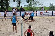 Deutsch: Beachhandball Europameisterschaften 2019 (Beach handball Euro); Tag 2: 3. Juli 2019 – Männer, Vorrunde Gruppe A, Türkei-Deutschland 0:2 (14:22, 16:20) English: Beach handball Euro; Day 2: 3 July 2019 – Men Preliminary Round Group A – Turkey-Germany 0:2 (14:22, 16:20)