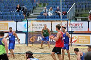 Deutsch: Beachhandball Europameisterschaften 2019 (Beach handball Euro); Tag 5: 6. Juli 2019 – Männer, Halbfinale, Dänemark-Ungarn 2:0 (19:16, 22:18) English: Beach handball Euro; Day 5: 6 July 2019 – Semifinal Men – Denmark-Ukraie 2:0 (19:16, 22:18)