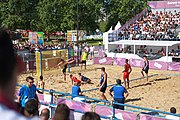 Deutsch: Bachhandball bei den Olympischen Jugendspielen 2018; Tag 3, 9. Oktober 2018; Jungs, Vorrunde, Gruppe B - Argentinien-Mauritius 2:1 English: Beach handball at the 2018 Summer Youth Olympics at 9 October 2018 – Boys Preliminary Round Group B‎ – Argentina-Mautitius 2:1