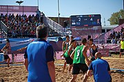 Deutsch: Beachhandball bei den Olympischen Jugendspielen 2018; Tag 7, 13. Oktober 2018; Jungen, Halbfinale – Argentinien-Portugal 1:2 English: Beach handball at the 2018 Summer Youth Olympics at 13 October 2018 – Boys Semifinal – Argentina-Portugal 1:2