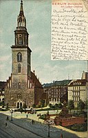 De Marienkirche in 1906, toen nog omgeven door bebouwing