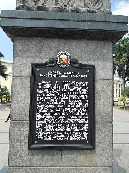 File:Bonifacio HistoricalMarker Manila.jpg