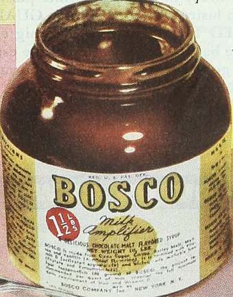 A jar of Bosco Chocolate Syrup