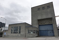 View of the entrance from from the north side on Harrison Street