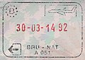 Exit stamp for air travel, issued at Brussels Airport