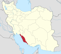 Lage der Provinz Bushehr im Iran