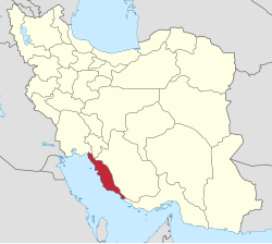 Lage der Provinz Bushehr im Iran