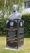 Bust of John Pennycuick, memorial garden, London Road Recreation Ground, Camberley, Surrey.jpg