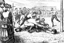 Scene of a rugby match at the CFC ground in Calcutta, c. 1875 (from The Illustrated London News). Calcuttarugby.jpg