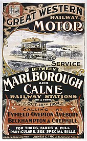 Poster for road motor service to Calne, 1904 Calne road service.JPG