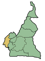 Localisation de la région du Sud-Ouest (Cameroun).