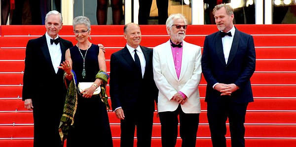 Keir Dullea with Katharina Kubrick, Ron Sanders, Jan Harlan, and Christopher Nolan at the 2018 Cannes Film Festival.