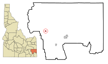 Caribou County Idaho Sisällytetyt ja rekisteröimättömät alueet Bancroft Highlighted.svg