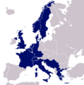 1954 (12 μέλη): Ίδρυση του CERN, ο χάρτης βασίζεται στα σύνορα της εποχής (1949-1990).