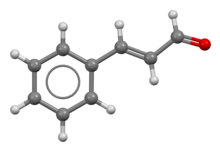 Ball-and-stick model molekuly cinnamaldehydu