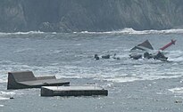 Concrete debris from breakwater and seawalls offshore of Tarō, captured during the 2011 EEFIT mission.jpg