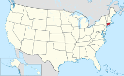 Connecticut markerat på USA-kartan.